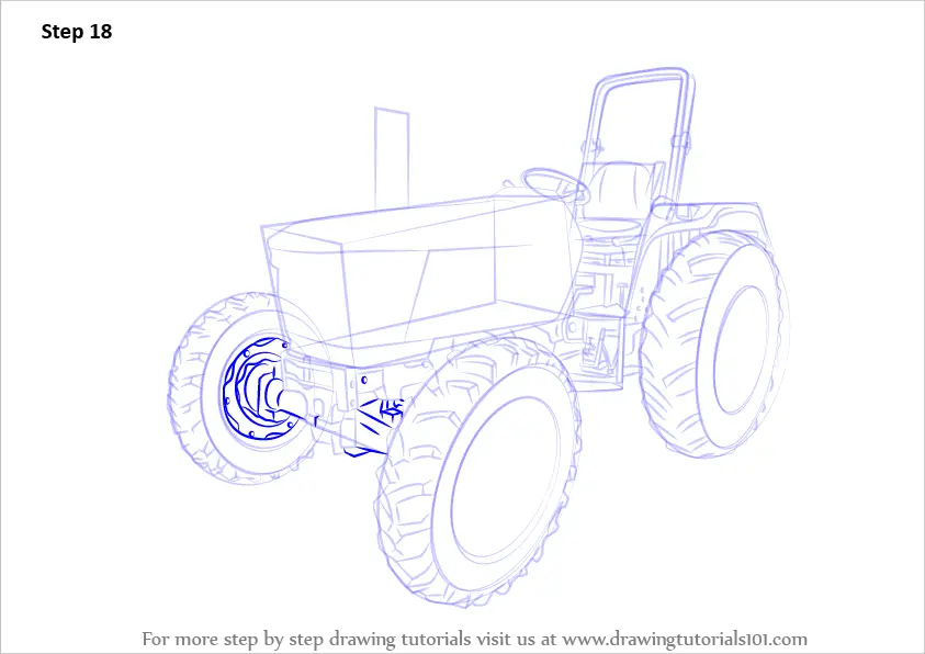 Learn How to Draw a Tractor (Agricultural) Step by Step : Drawing Tutorials