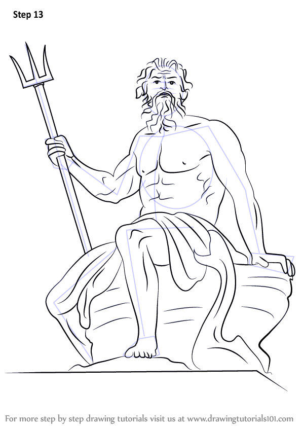 Step by Step How to Draw Poseidon : DrawingTutorials101.com