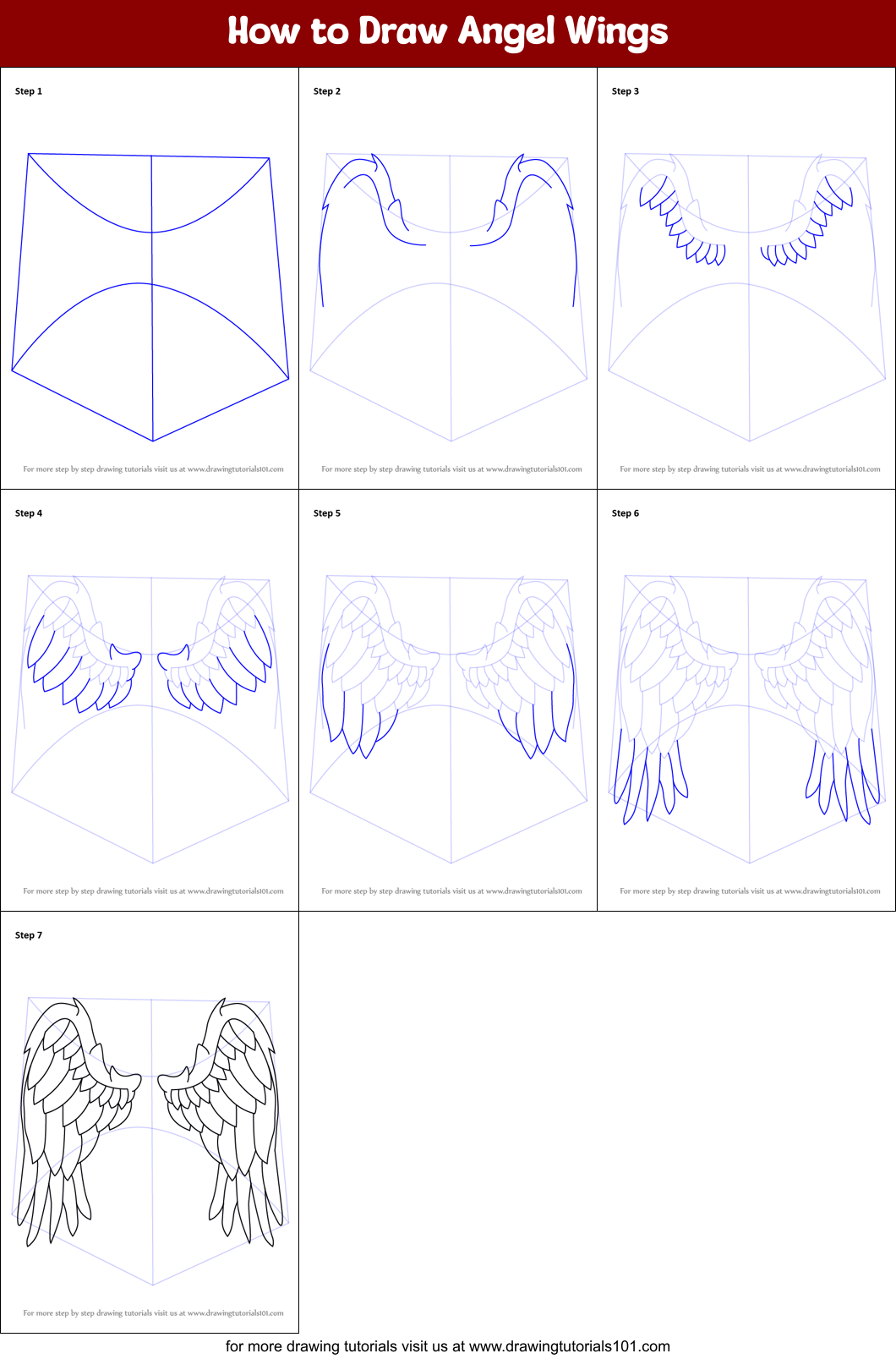 How to Draw Angel Wings printable step by step drawing ...