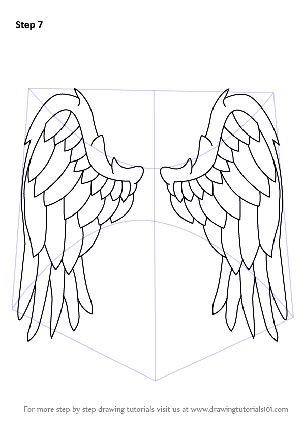 how to draw angel wings step by step