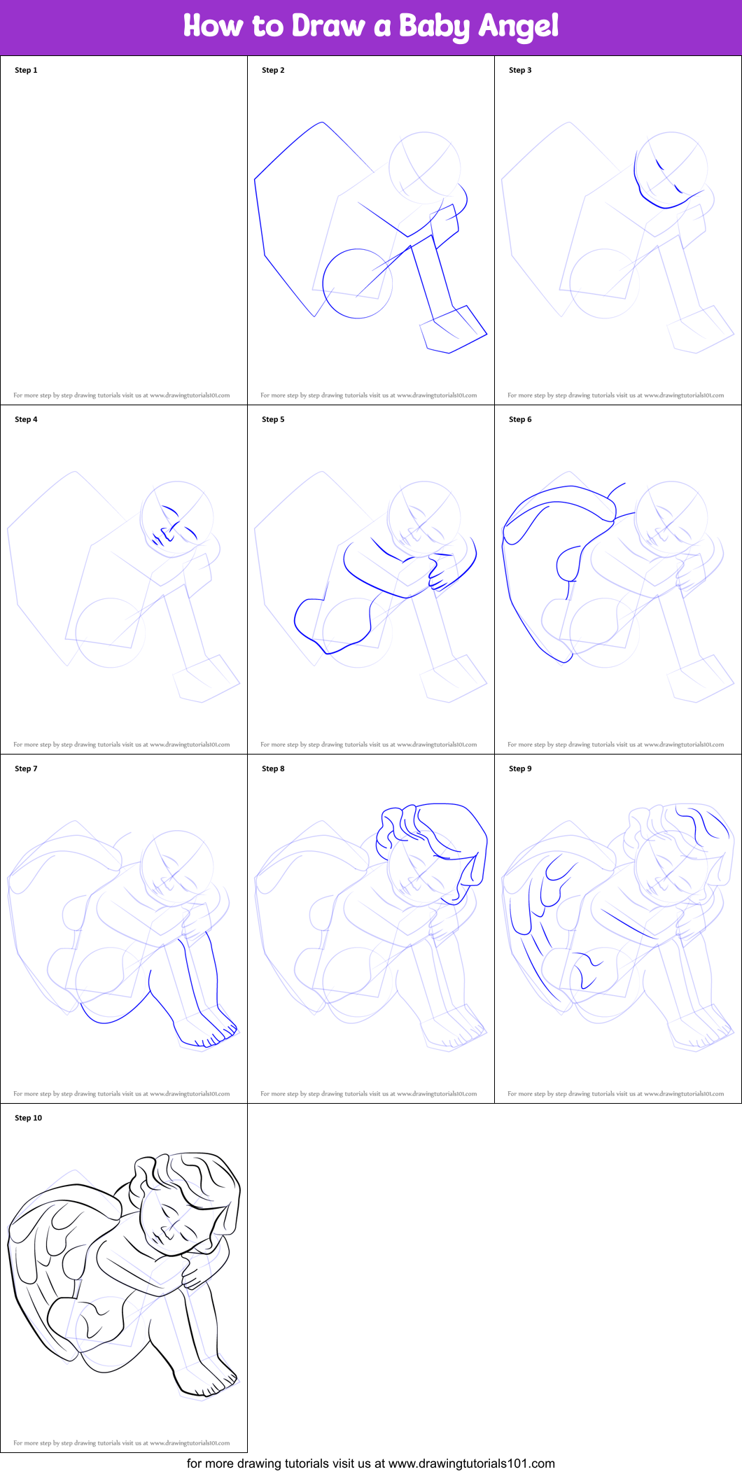 How to Draw a Baby Angel Printable Step by Step