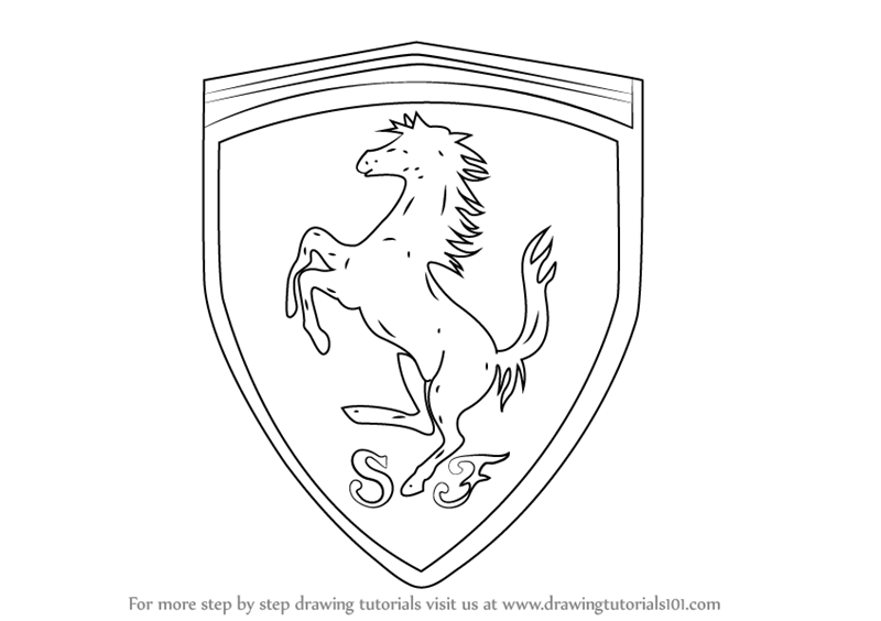 Learn How To Draw Ferrari Logo Brand Logos Step By Step