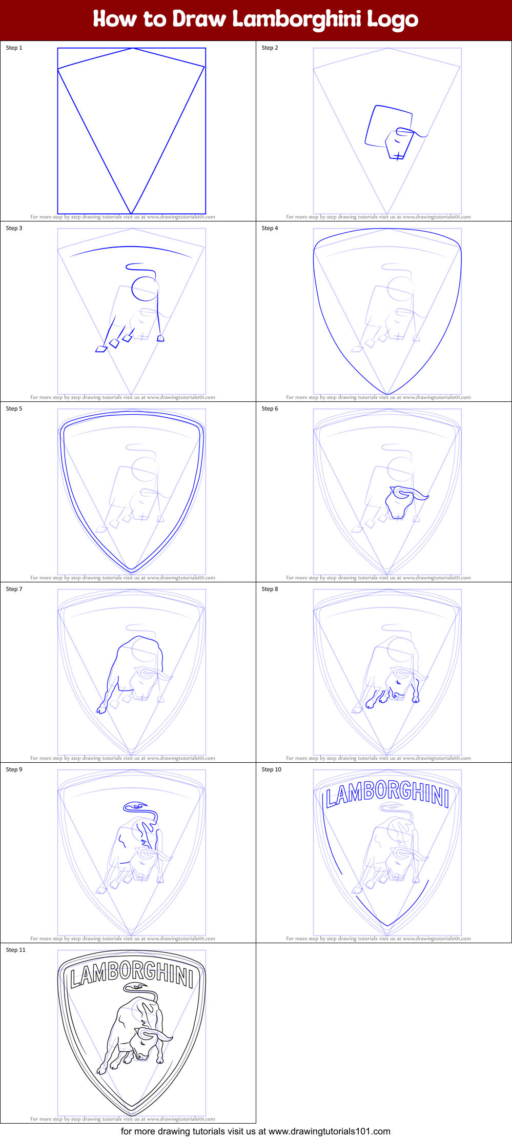 How to Draw Lamborghini Logo printable step by step ...