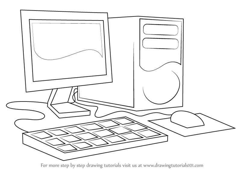 Learn How To Draw A Computer Computers Step By Step Drawing