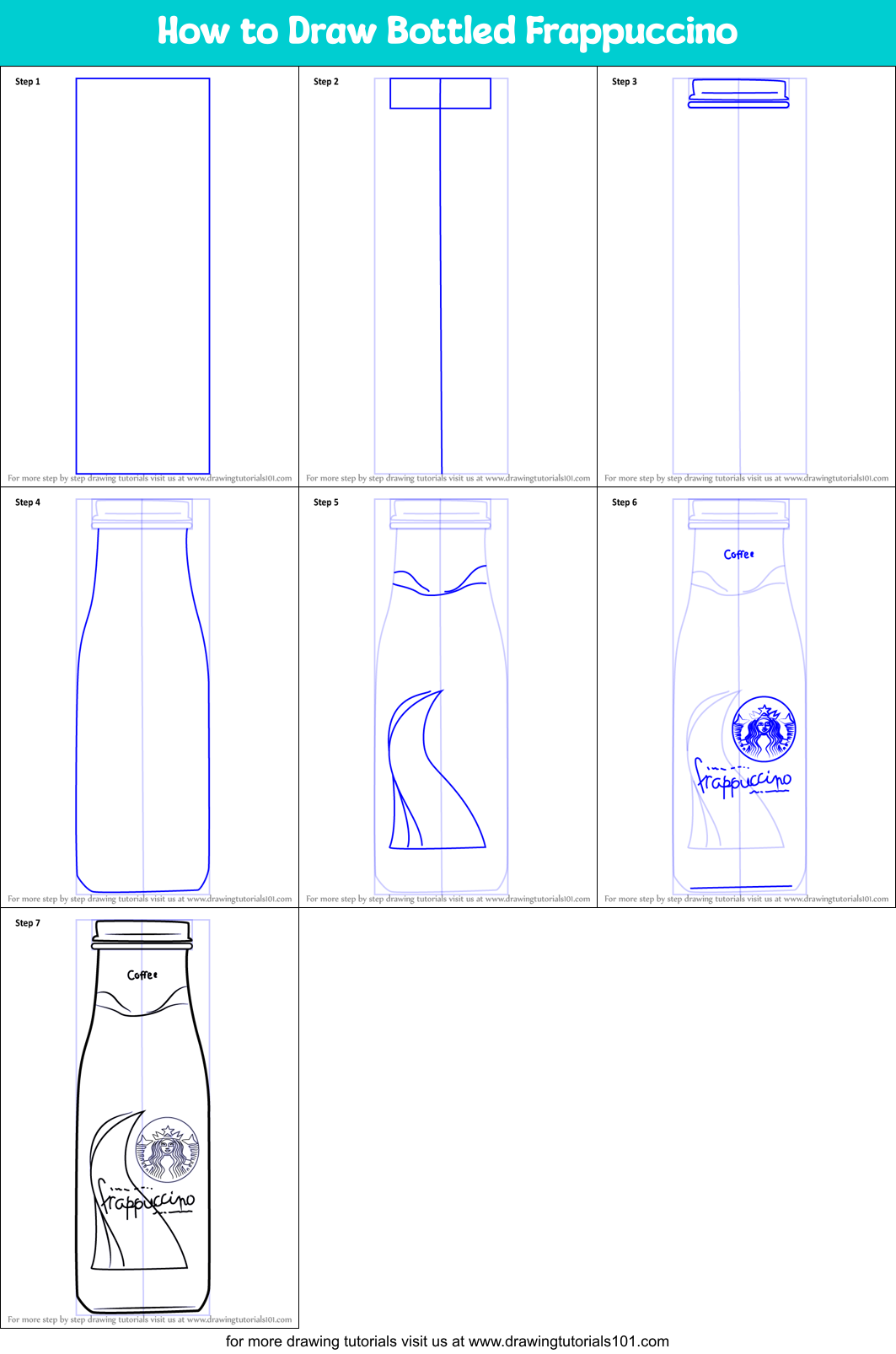 How to Draw Bottled Frappuccino Printable Step by Step