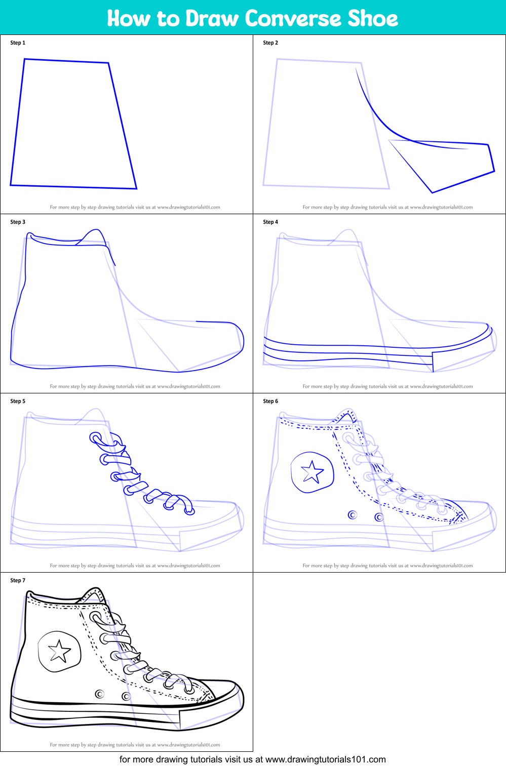 How to Draw Converse Shoe (Everyday Objects) Step by Step ...