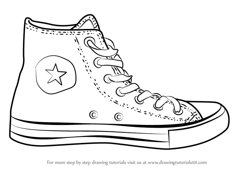 Learn How to Draw Converse Shoe (Everyday Objects) Step by Step : Drawing  Tutorials