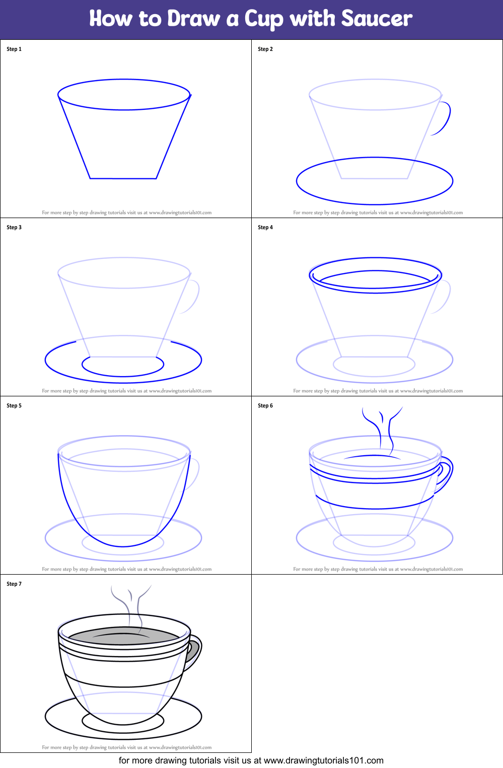 How to Draw a Tea Cup - Really Easy Drawing Tutorial