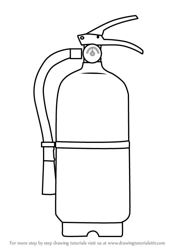 Learn How to Draw Fire Extinguisher (Everyday Objects) Step by Step :  Drawing Tutorials