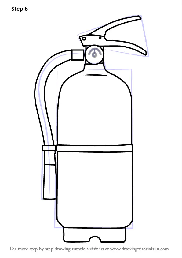 Step by Step How to Draw Fire Extinguisher : DrawingTutorials101.com