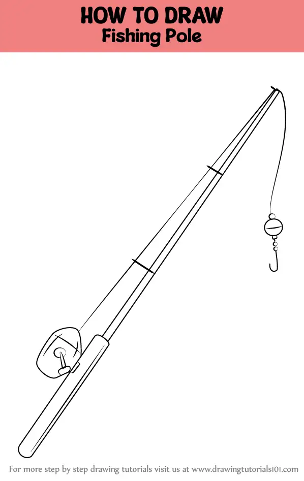 How to Draw Fishing Pole (Everyday Objects) Step by Step