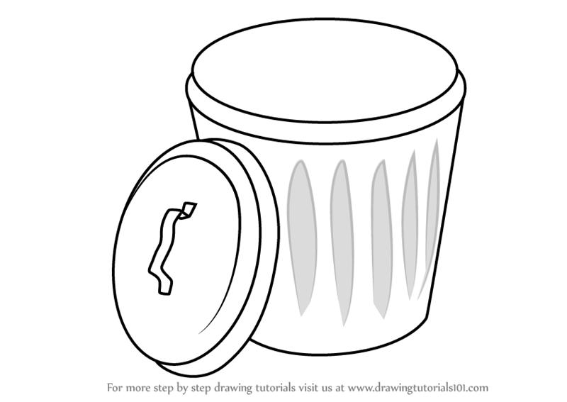 Trash bin in doodle style hand drawn Royalty Free Vector