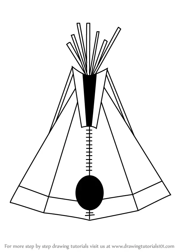 Learn How to Draw an Indian Tipi (Everyday Objects) Step by Step