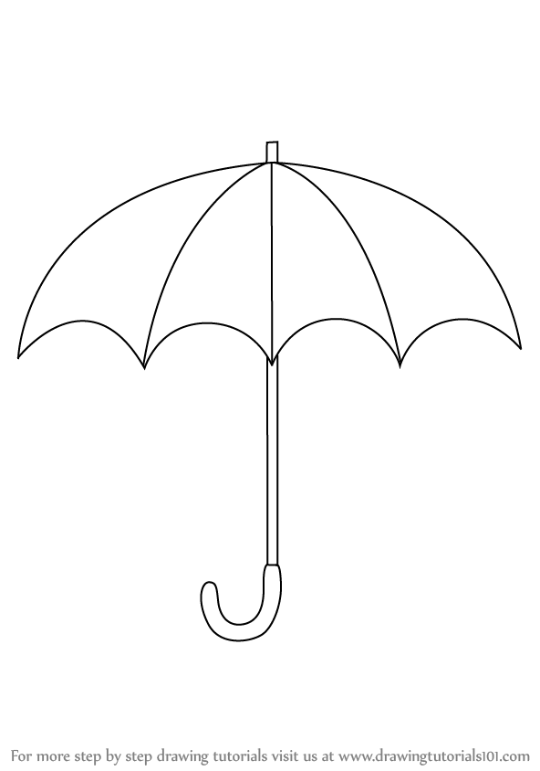 Umbrella Drawing: Easy, Colour, for Kid and Step by Step