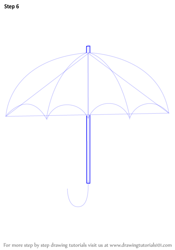 Learn How to Draw an Open Umbrella (Everyday Objects) Step by Step