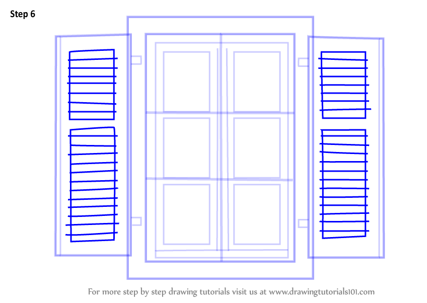 Learn How to Draw Open Window (Everyday Objects) Step by Step : Drawing