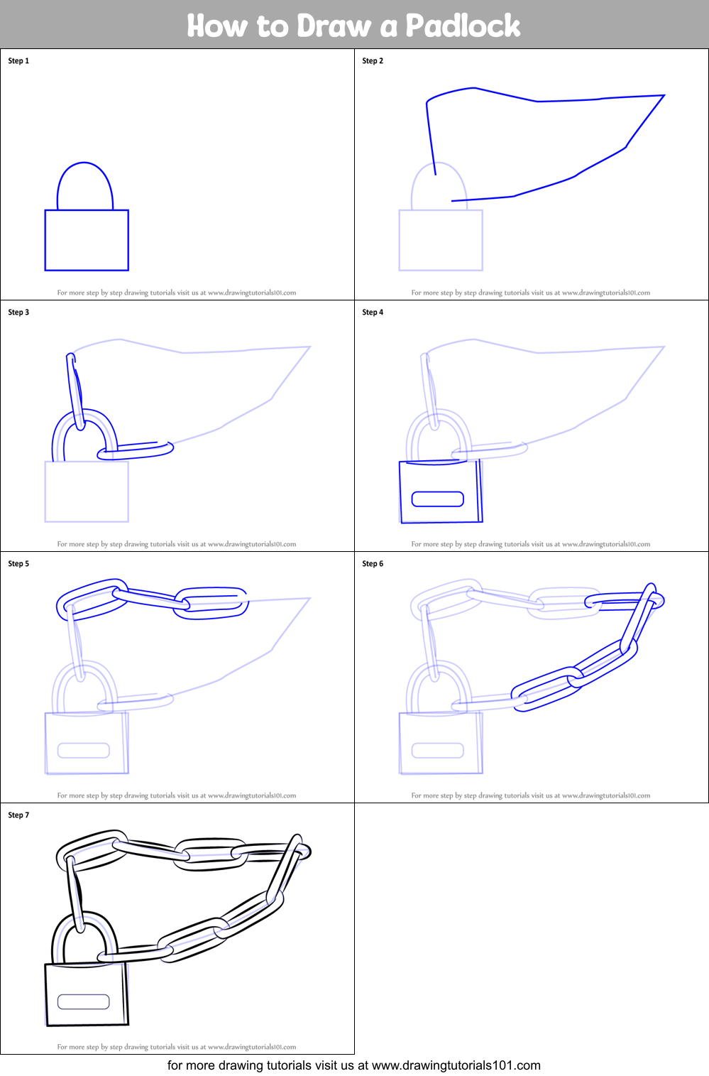 How to Draw a Padlock Printable Step by Step
