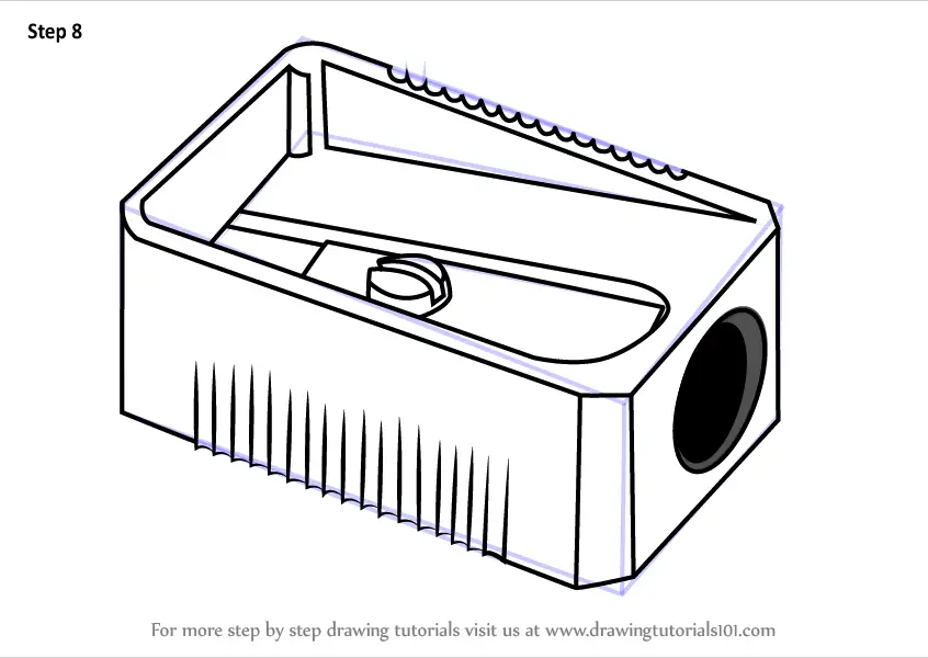 How to Draw Pencil Sharpener (Everyday Objects) Step by Step