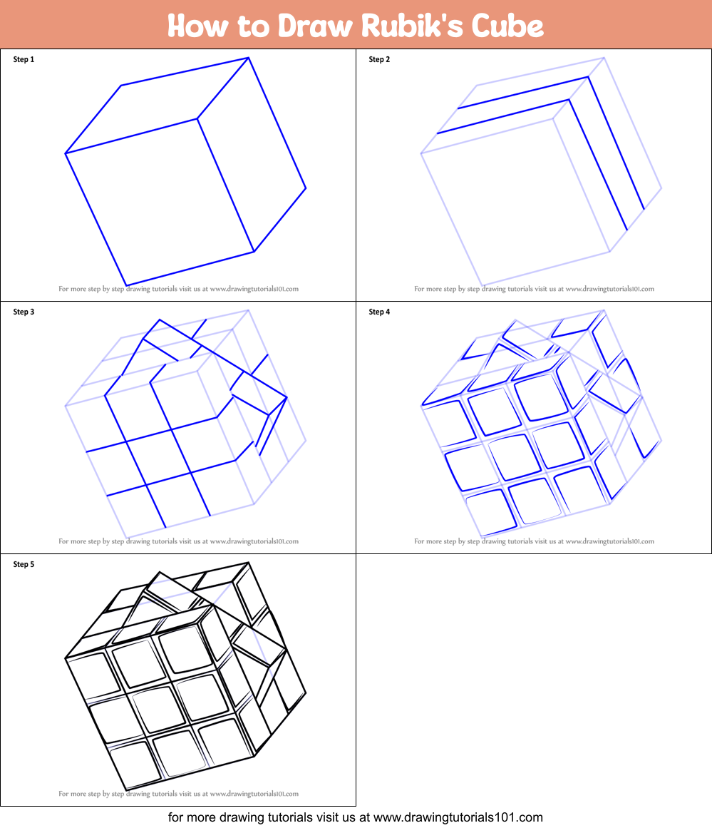 How To Draw Rubik S Cube Printable Step By Step Drawing Sheet
