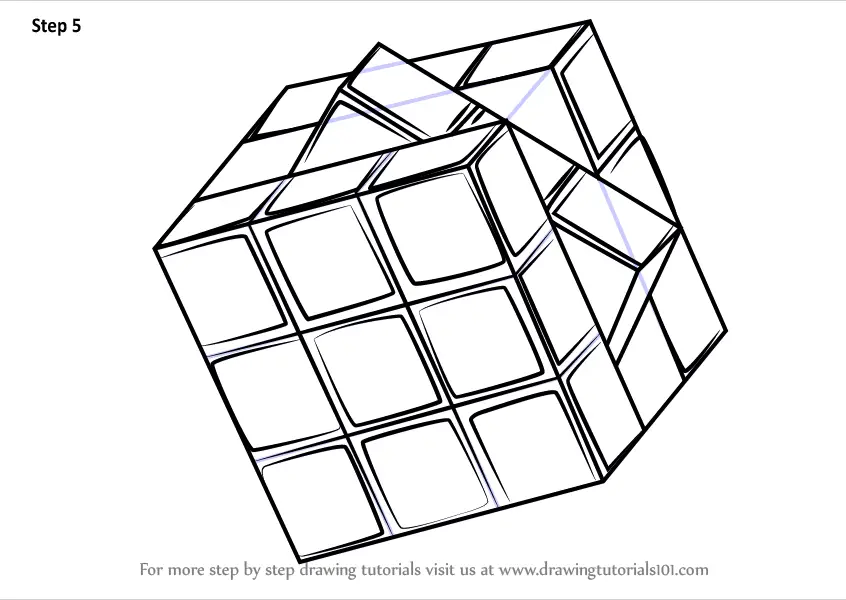 Cartoon Rubix Cube Drawing