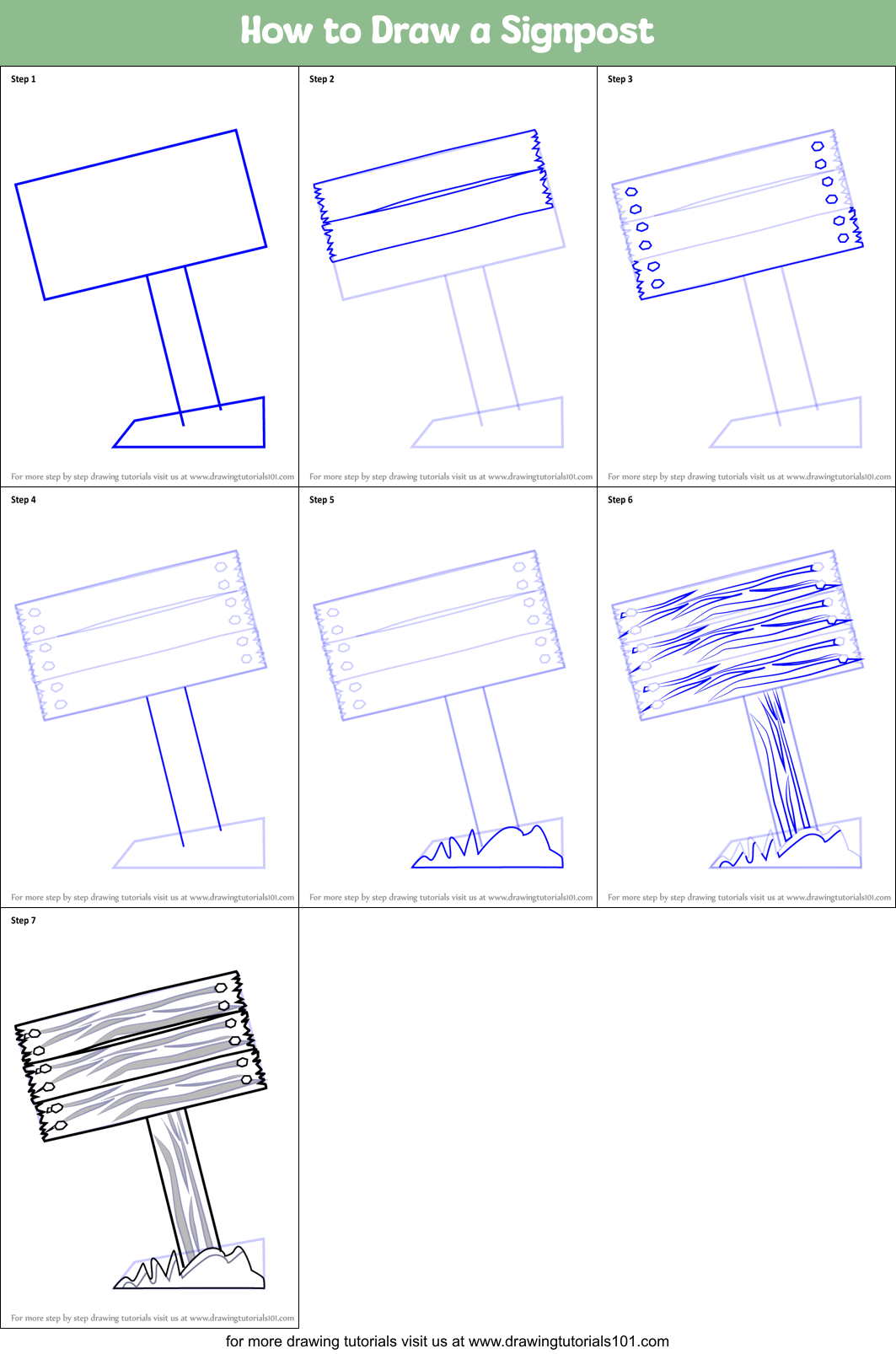 How to Draw a Signpost Printable Step by Step