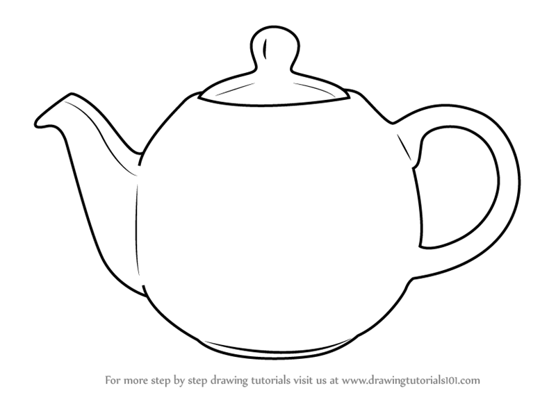 Learn How to Draw a Teapot Everyday Objects Step by Step : Drawing Tutorials