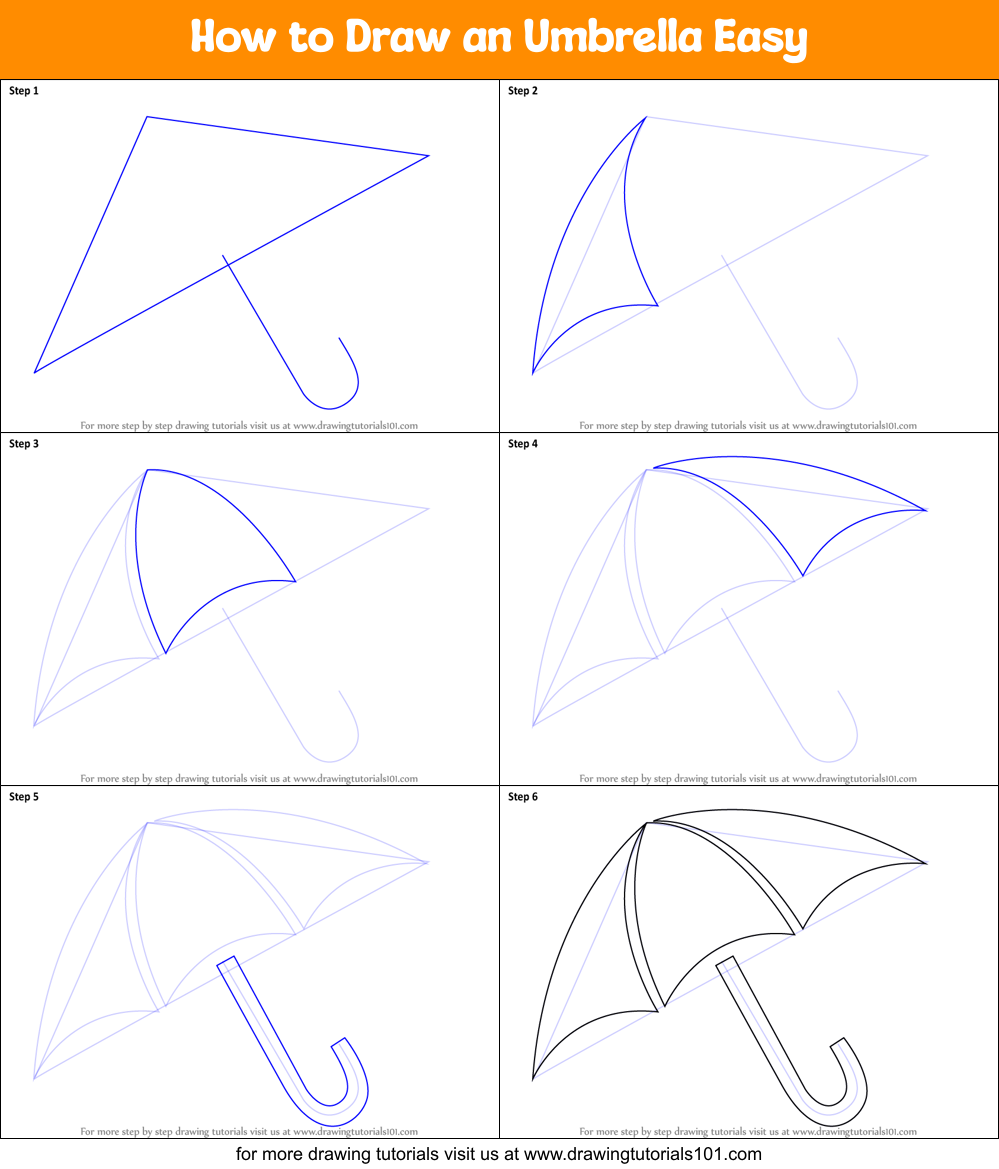 How to Draw an Umbrella Easy Printable Step by Step