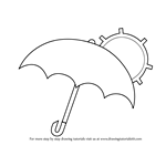 How to Draw an Umbrella with Sun