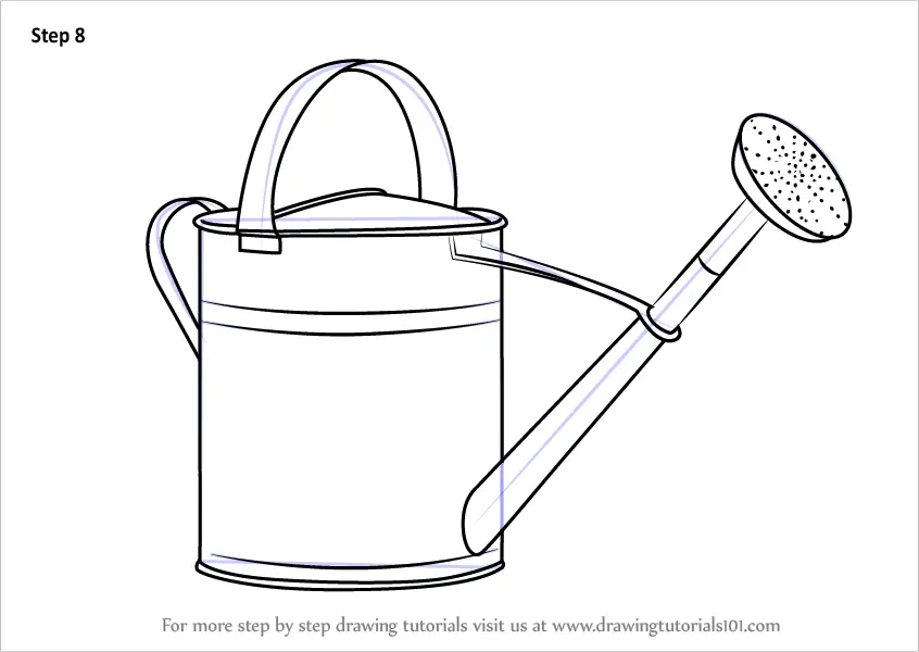 Learn How to Draw Watering Can (Everyday Objects) Step by Step : Drawing  Tutorials