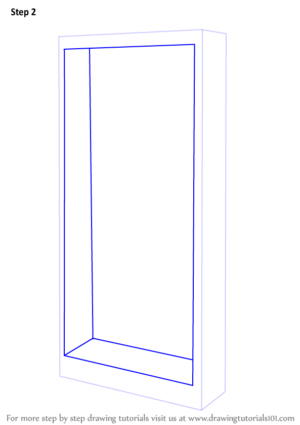 Learn How To Draw A Book Shelf (Furniture) Step By Step : Drawing Tutorials