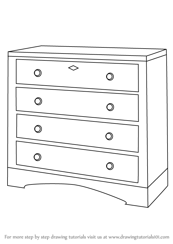 learn how to draw a chest of drawers (furniture) stepstep