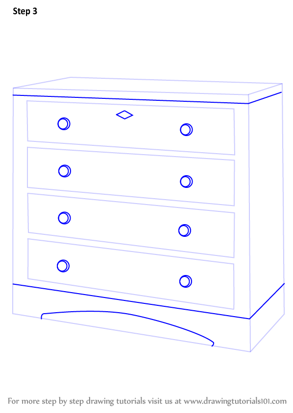 Learn How To Draw A Chest Of Drawers Furniture Step By Step