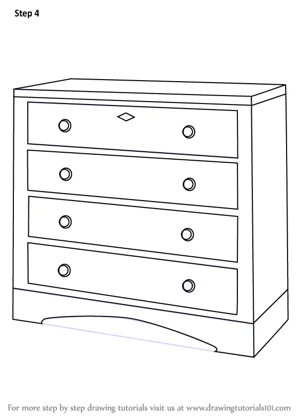Learn How To Draw A Chest Of Drawers Furniture Step By Step Drawing Tutorials