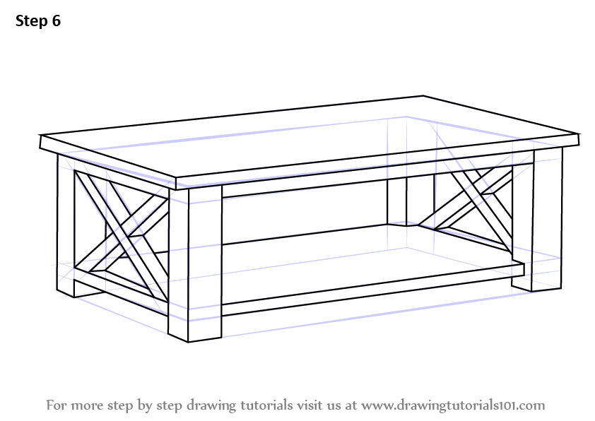 Learn How To Draw A Coffee Table Furniture Step By Step