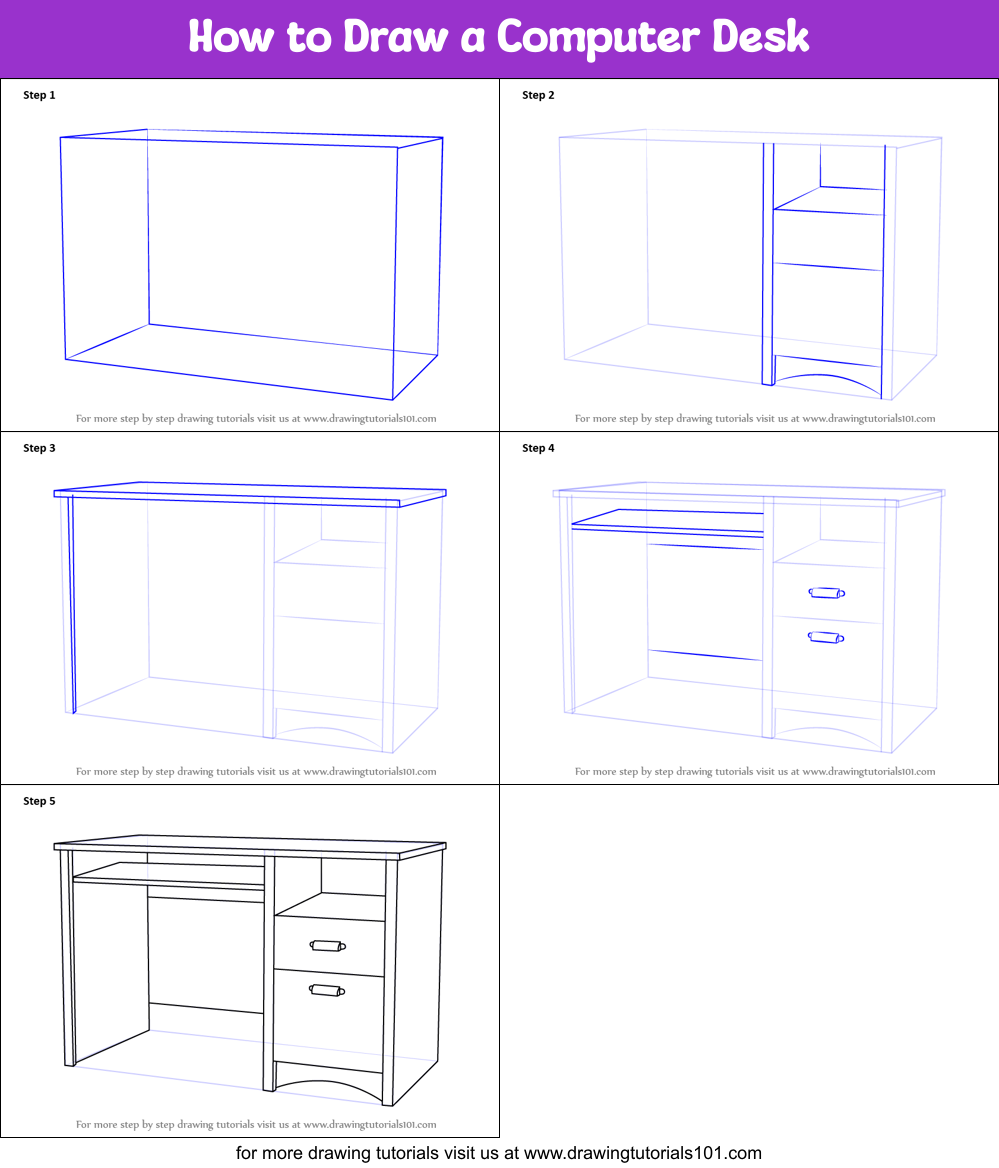 How To Draw A Computer Desk Printable Step By Step Drawing Sheet
