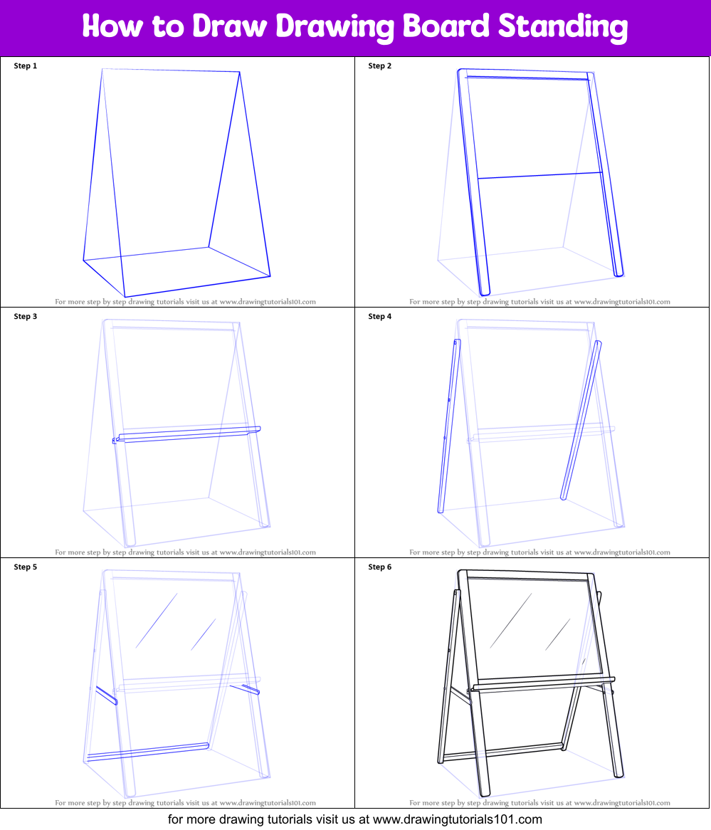 How to Draw Drawing Board Standing Printable Step by Step