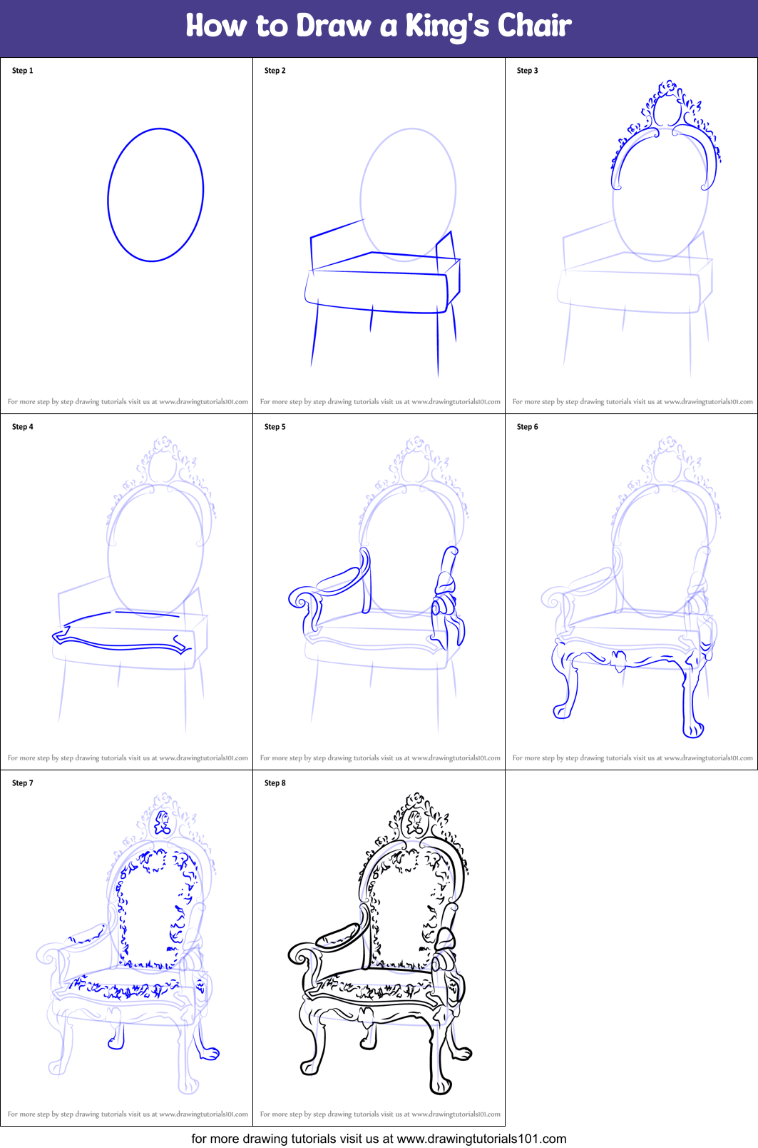 How to Draw a King's Chair Printable Step by Step