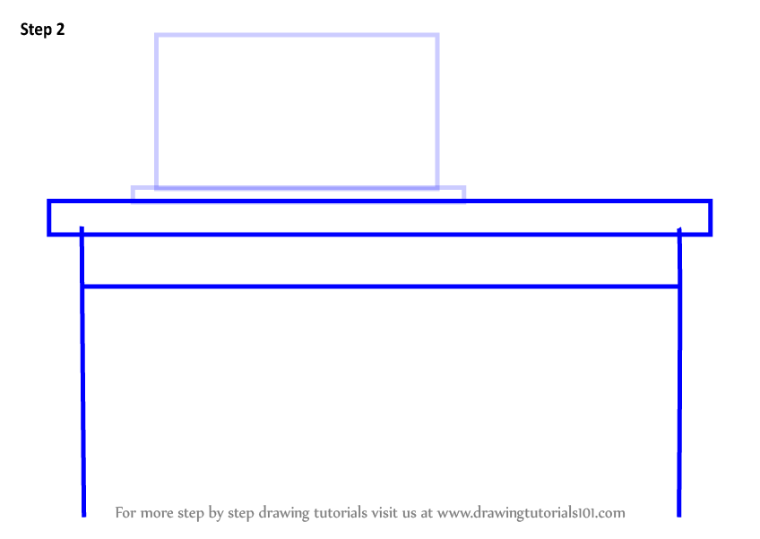 Learn How To Draw Laptop Desk Furniture Step By Step Drawing Tutorials