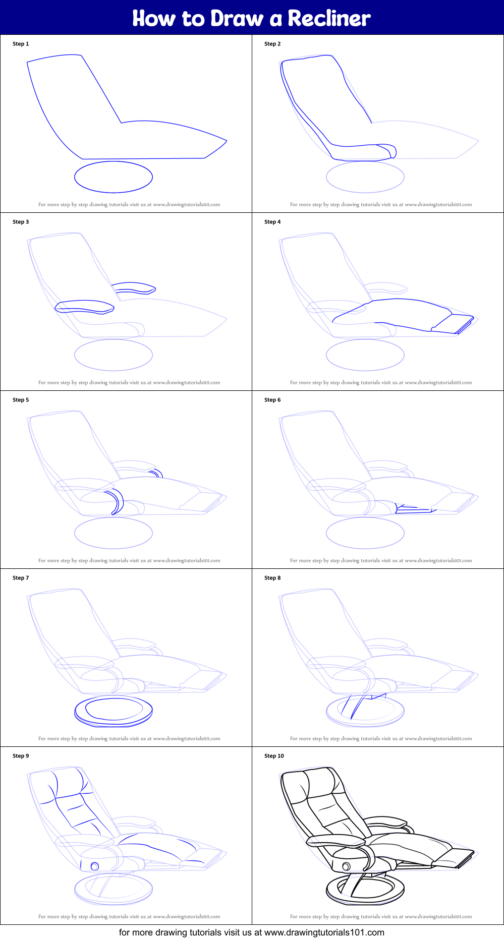 How To Draw A Recliner Printable Step By Step Drawing Sheet