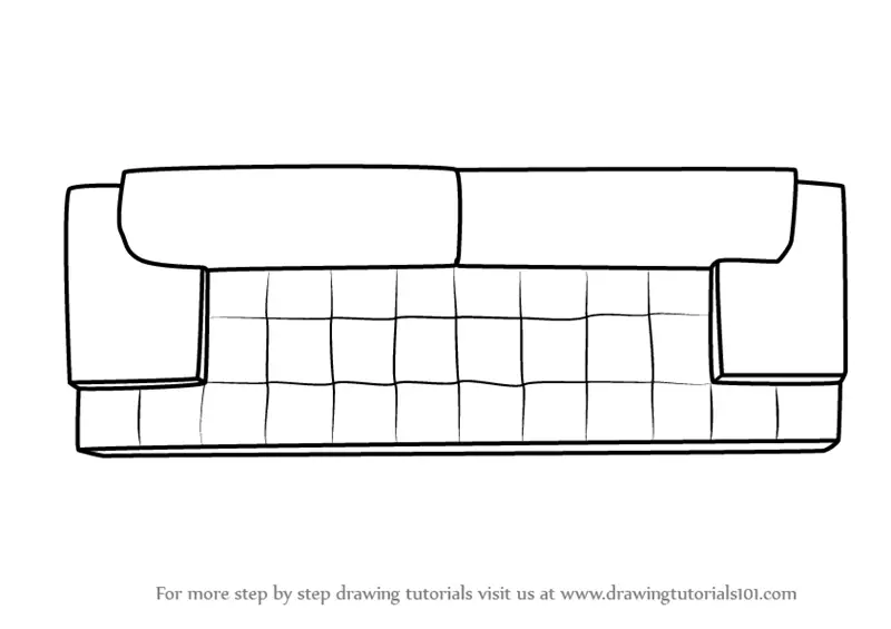 Learn How to Draw Sofa Couch Top View (Furniture) Step by Step ...