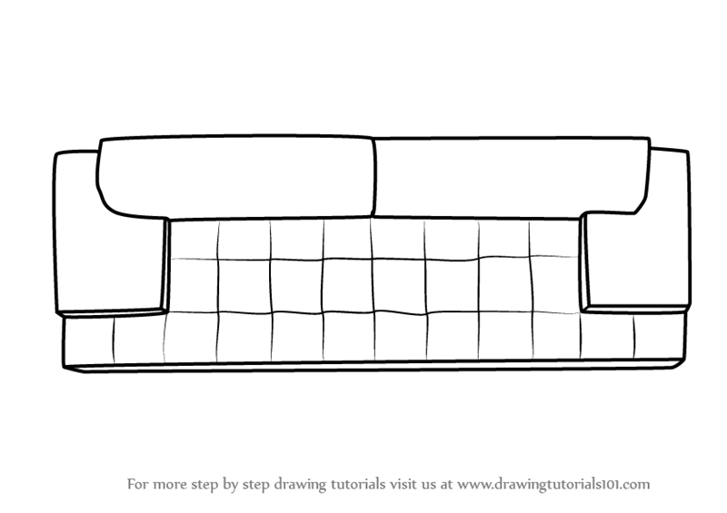 Learn How to Draw Sofa Couch Top View (Furniture) Step by Step