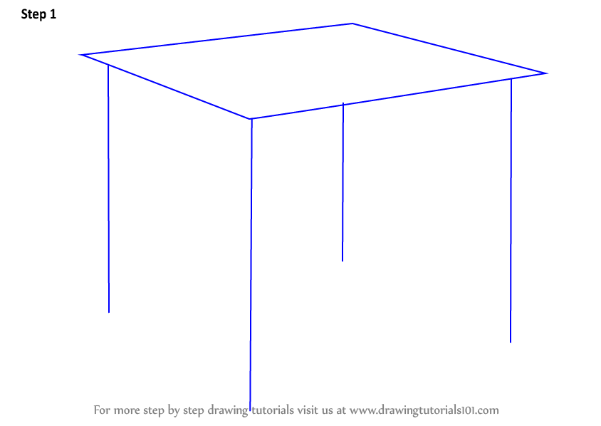 Learn How to Draw a Table (Furniture) Step by Step : Drawing Tutorials