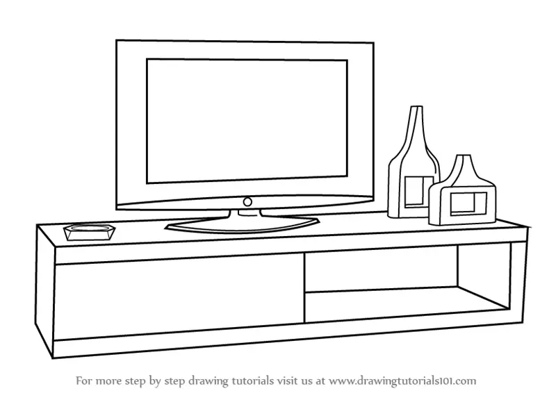 Learn How to Draw TV Unit (Furniture) Step by Step : Drawing Tutorials