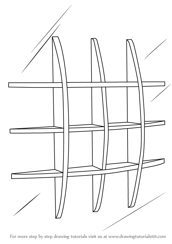 Learn How To Draw Wall Shelves Furniture Step By Step Drawing