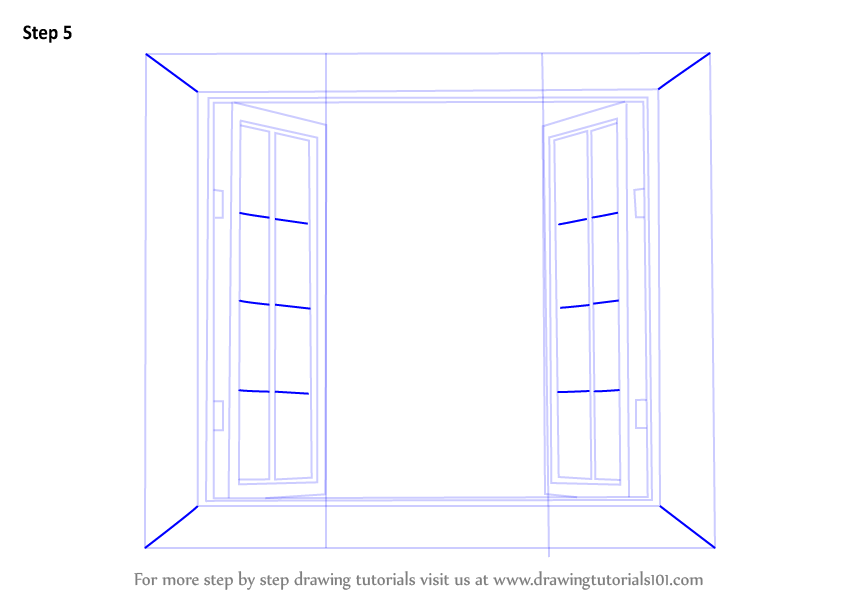 Learn How to Draw Wooden Windows (Furniture) Step by Step : Drawing