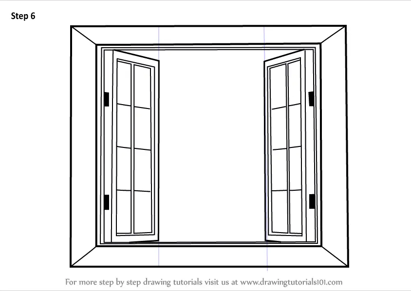 Learn How to Draw Wooden Windows (Furniture) Step by Step : Drawing