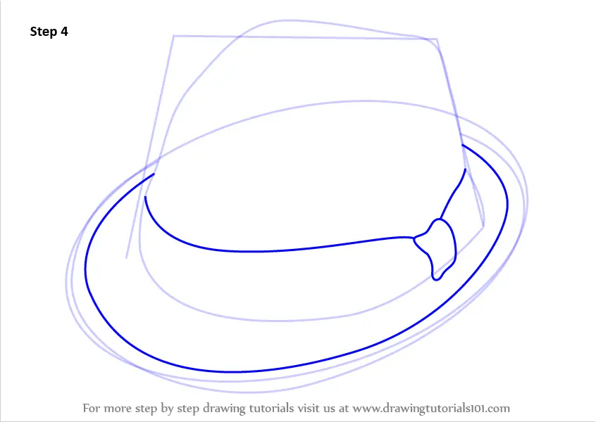 Learn How to Draw a Hat with Ribbon (Hats) Step by Step : Drawing Tutorials