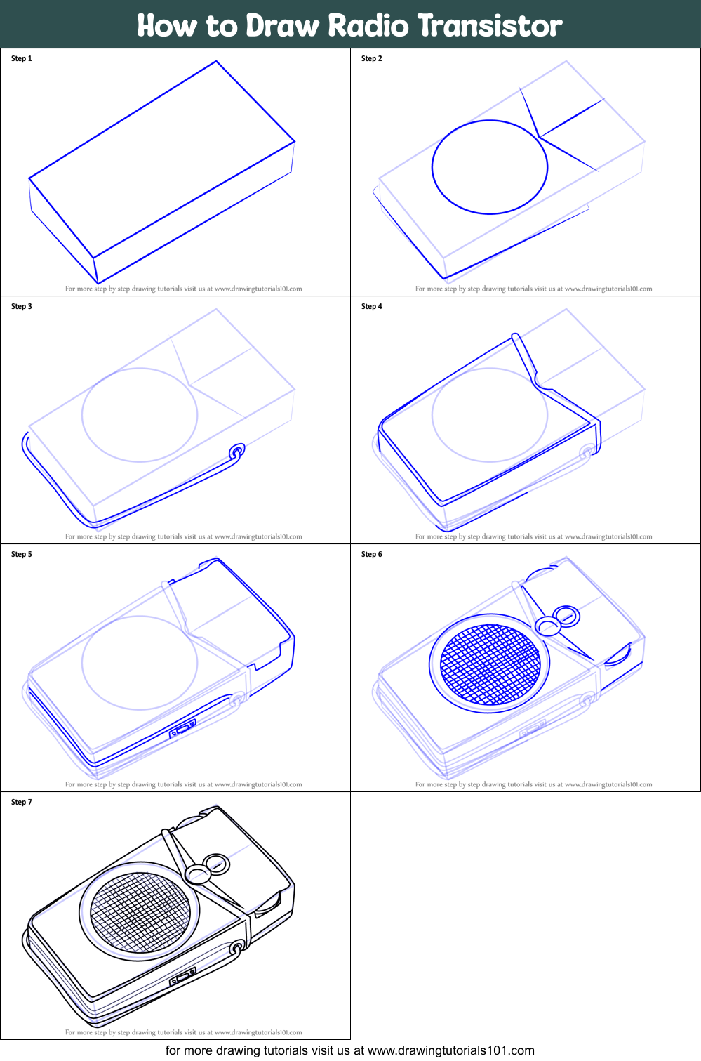 How to Draw Radio Transistor Printable Step by Step