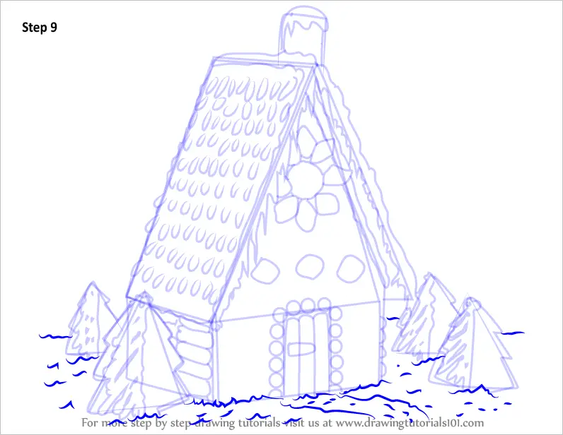 Learn How to Draw Gingerbread House (Houses) Step by Step : Drawing