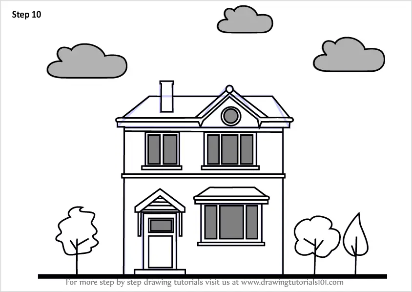 Step by Step How to Draw  a House  DrawingTutorials101 com